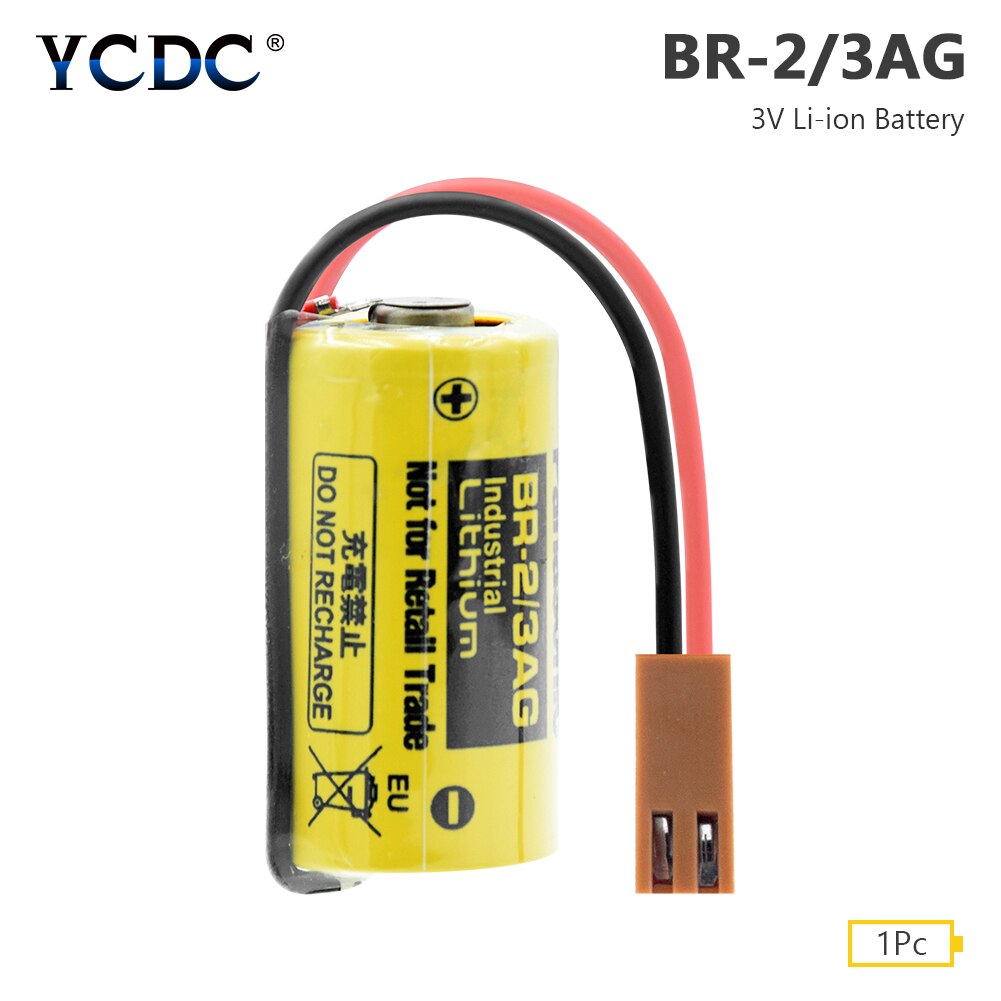 BR-2/3AG Battery 3V 1200mAh PLC FANUC BR-2/3A CR17335 Cell Lithium Back Up Batteries With Brown Plug For FANUC CNC System