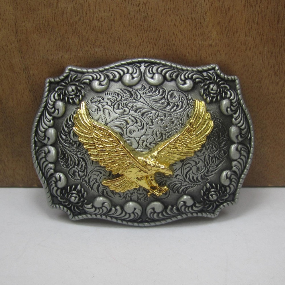 BuckleClub retro western flower eagle jeans belt buckle FP-03523 pewter finish for men 4cm width loop