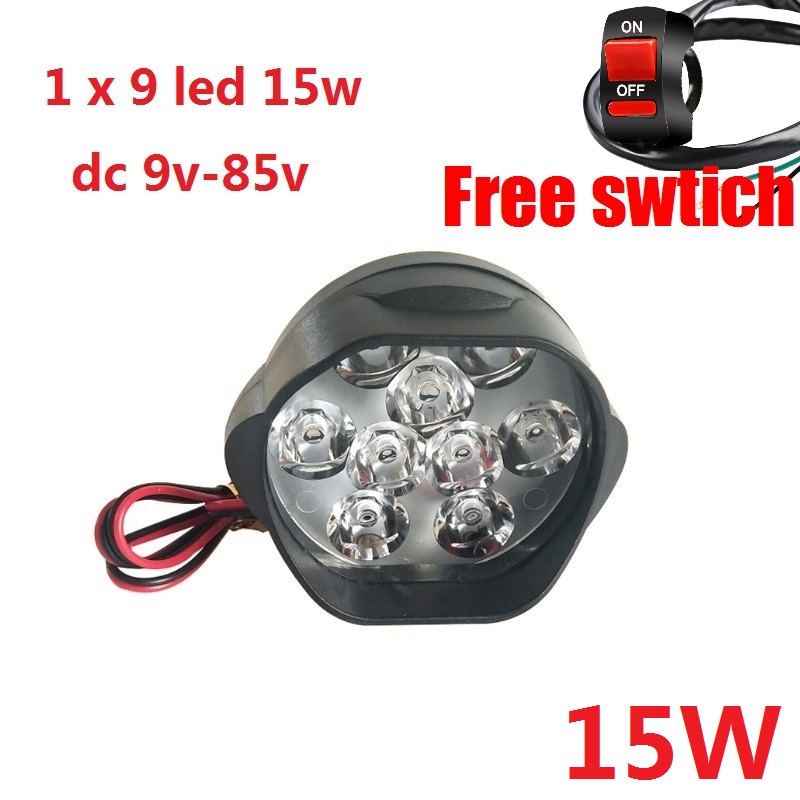 12v/24v/48v/60v/64v/72v/84v led motorcykel lommelygte forlygte kraftig kørespot til elcykel scootere: 9 ledede 1pc