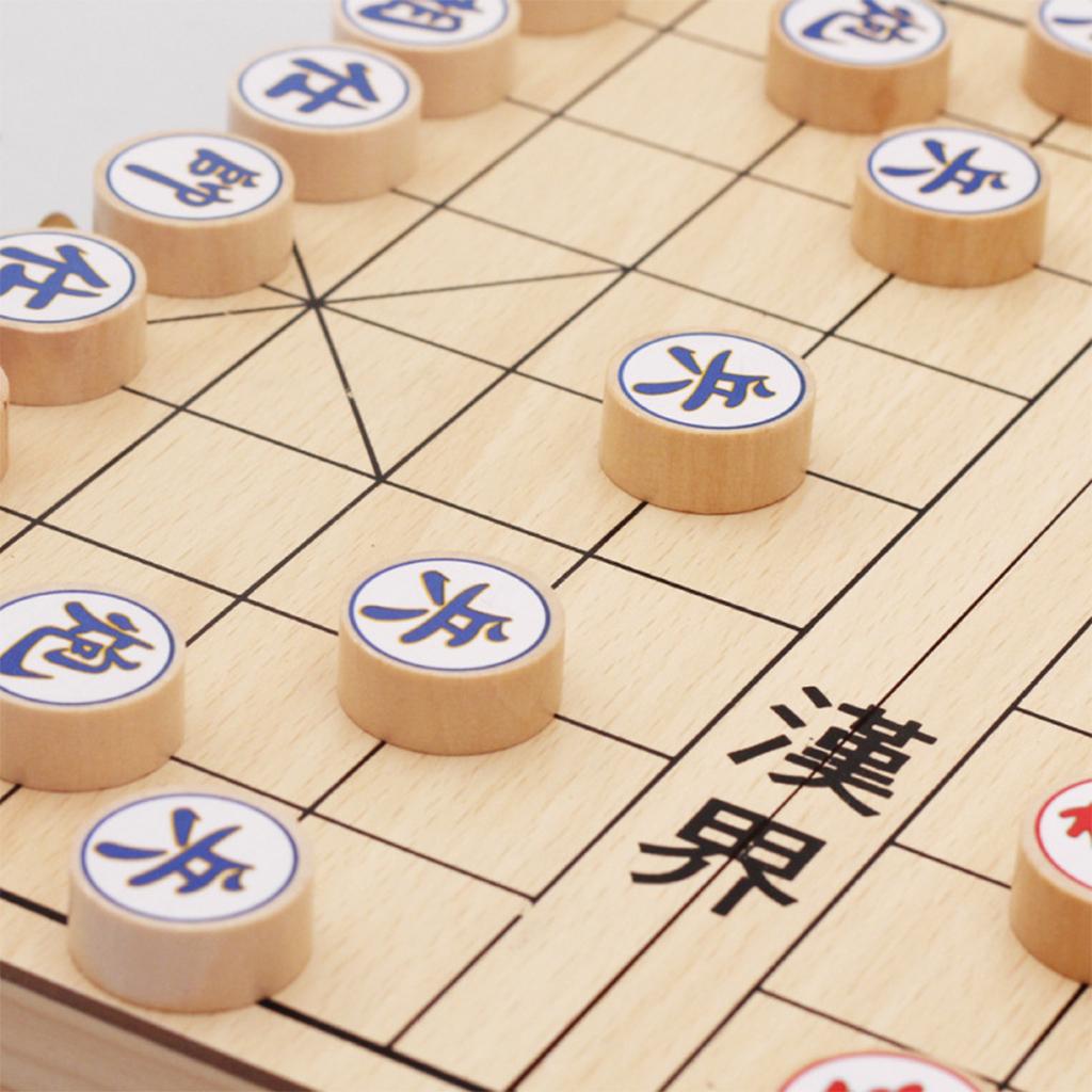 Foldable Wooden Chinese Chess Board Games Tabletop Portable Puzzle Chinese Xiangqi Chess Set For Student Adult
