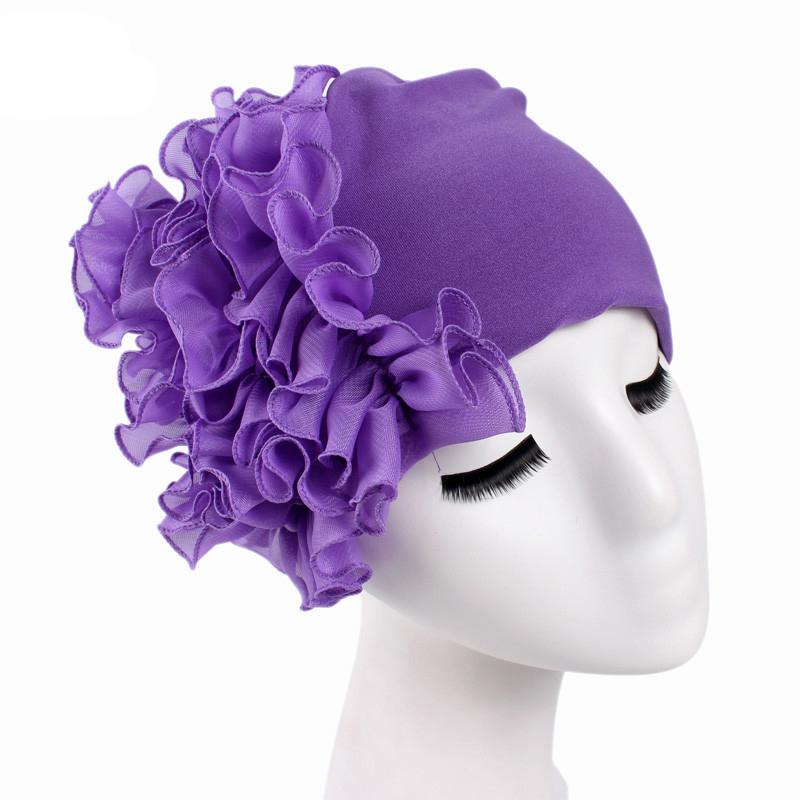 Frauen Muslimischen Rüschen Blume Turban Motorhaube Hütte Bandana Chemo Kappen wickeln Kopftuch
