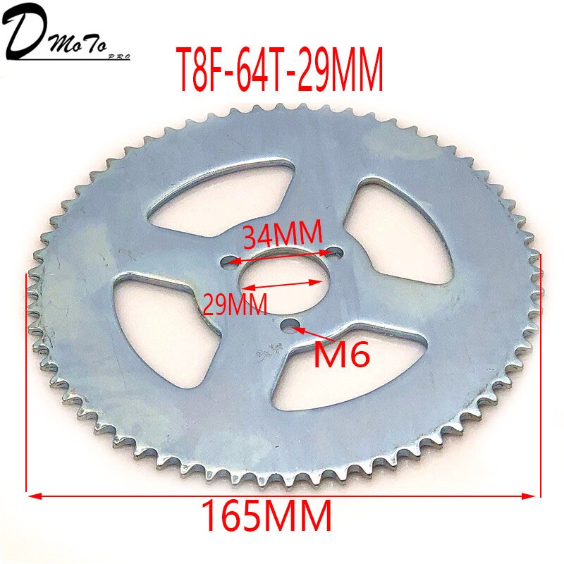 38 44 54 64 74 tand 38t 44t 54t 64t 74t t8f 35mm baghjul mini moto atv quad dirt pit pocket bike cross 47cc 49cc dele: T8f-64t-29mm