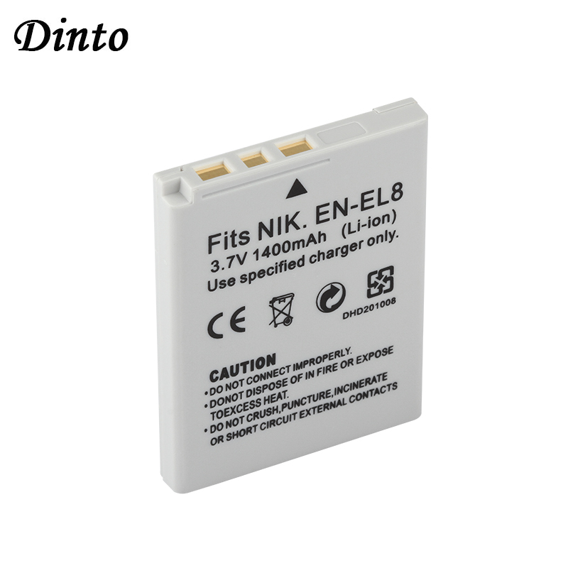 Dinto 1400mAh EN-EL8 ENEL8 EN EL8 Rechargeable Digital Camera Battery Pack for Nikon Coolpix P1 P2 S1 S2 S3 S5 S6 S7 S7C S8 S9