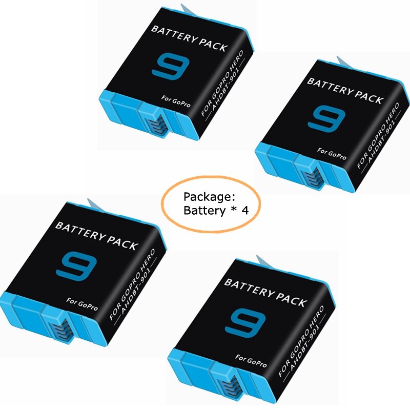1720 mah hero 9 full decode -akku+micro usb/c-tyypin kaksoislaturi gopro hero 9: lle, musta ladattava litiumioniakku: 4 akkua