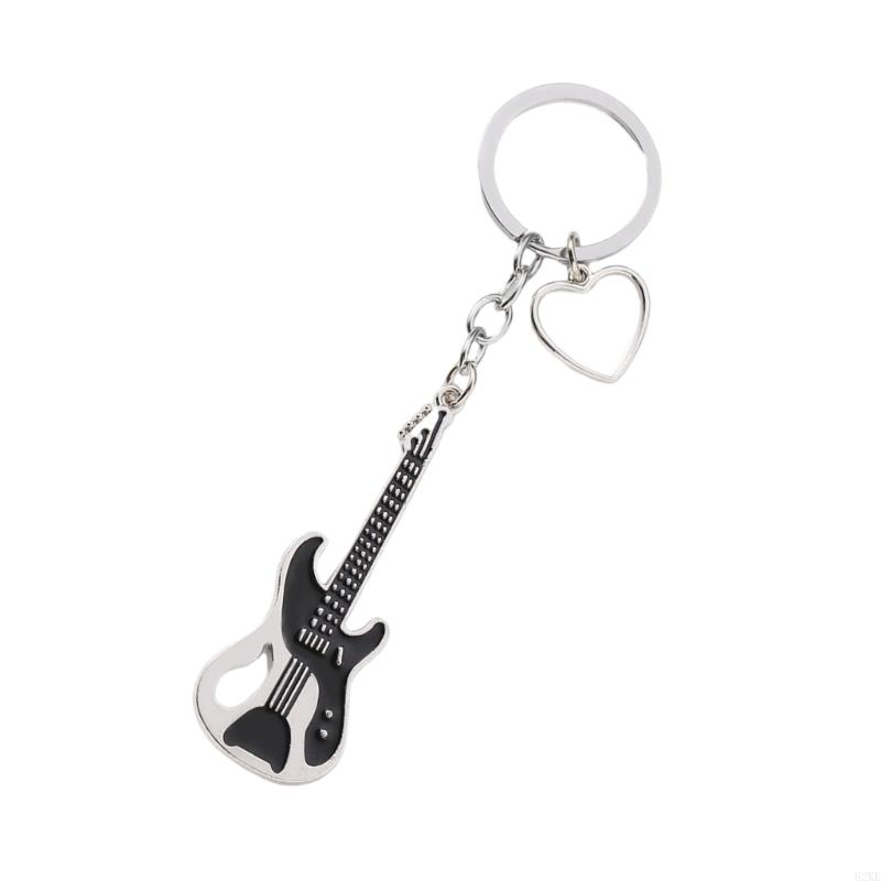62ke Hingestones Keychain guitare Keychain Sophistiqué Metal Keyring Handmade Key Chain Pender pour les guitaristes les
