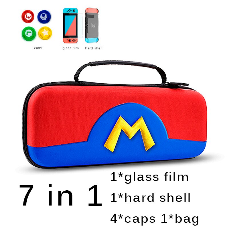 Bolsa de almacenamiento portátil, Estuche de transporte de carcasa EVA para Nintendo Switch resistente al agua, protector de Pokeball para accesorios de consola NS: A small 7 in 1