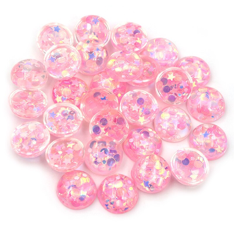 40pcs 12mm Mischfarben Star Round Moon Style Harz Cabochon mit flachem Rücken für Armband Ohrringe Zubehör: D6-46