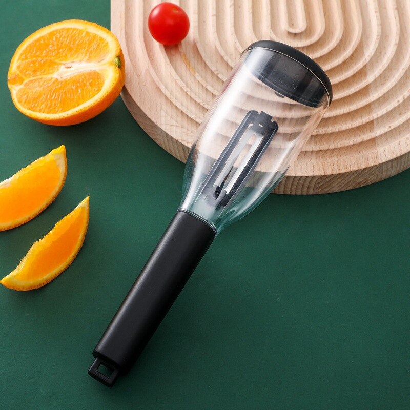 1pcs Storable Fruit Vegetable Peeler Tool With Non-slip Handle Manual Vegetable Slicer Carrot Potato Peeler Kitchen Accessories: 1PC Black