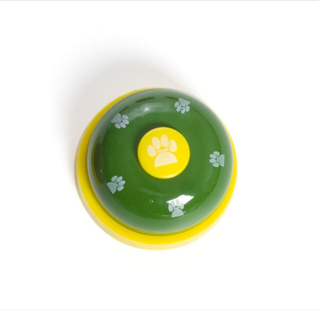 Dog footprints pet bell ringer call ordering bell trainer metal ringing dog cat intelligence toy: Green  