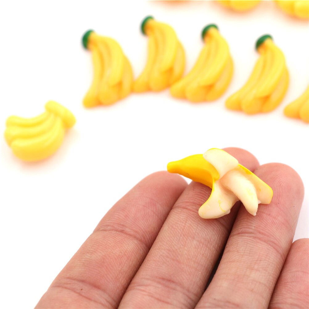 5Pcs Resin Miniatur Bananen Cabochons - Flache Rückseite DIY Basteln für Handy-Deko, Scrapbooking