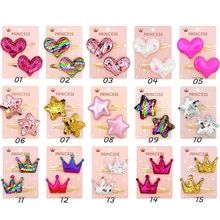 15 Colors Baby Girl Hairpin Shiny Crown Pentagram Heart Shape Princess Hair Clip Little Star Cute Headwear Accessories