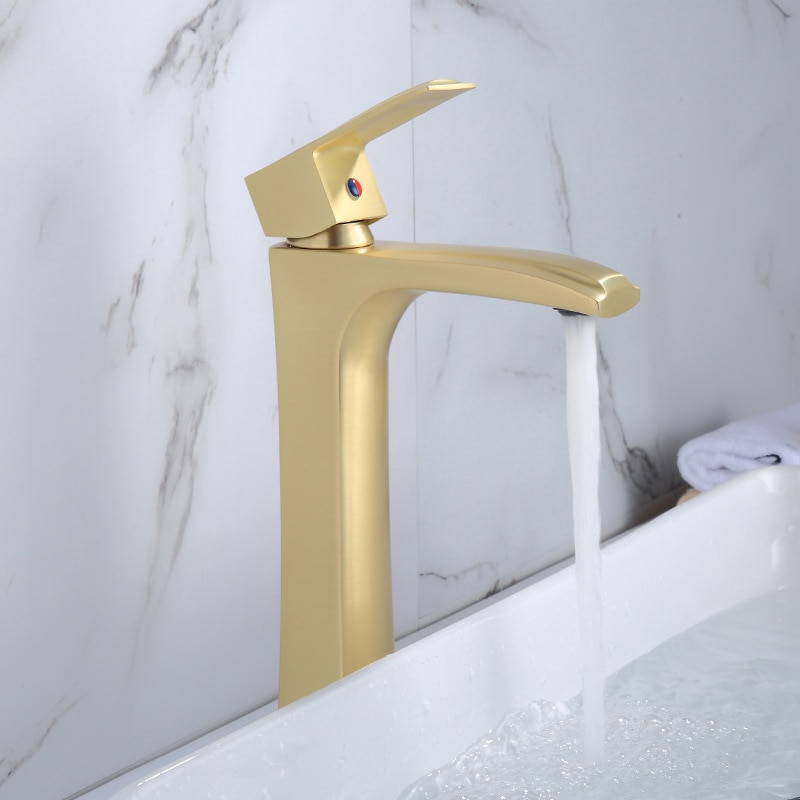 Badkamer Wastafel Warm Koud Goud Kranen Waterval Enkel Handvat Gouden Tap Gold Badkamer Kraan Bad Kraan Bad Kranen