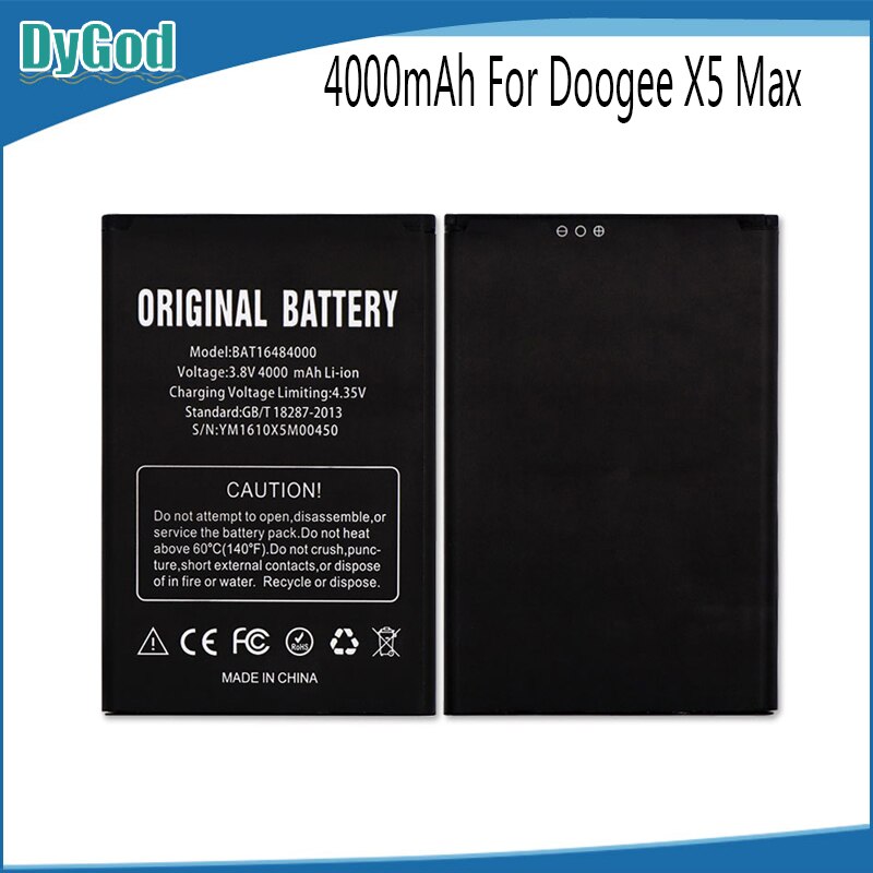 For DOOGEE X5 MAX Battery Batterie Bateria Accumulator AKKU For DOOGEE X5 MAX Pro 4000mAh