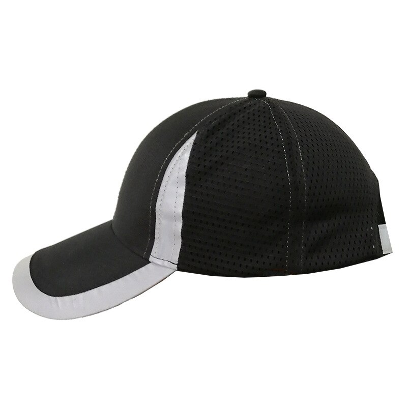 Høj synlighed gul/lime unisex cap hi vis arbejdstøj reflekterende baseball kasket let åndbar hat til udendørs arbejde: Sort