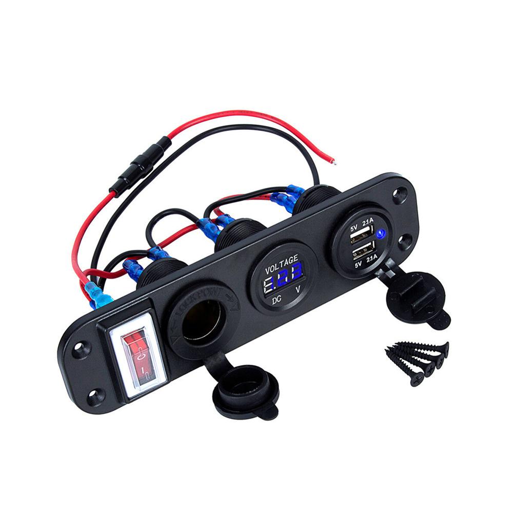 24V Auto Sigarettenaansteker Auto Boot Dual Usb Charger Splitter Sigarettenaansteker Stopcontact Telefoon Quick Charger Adapter: Blue