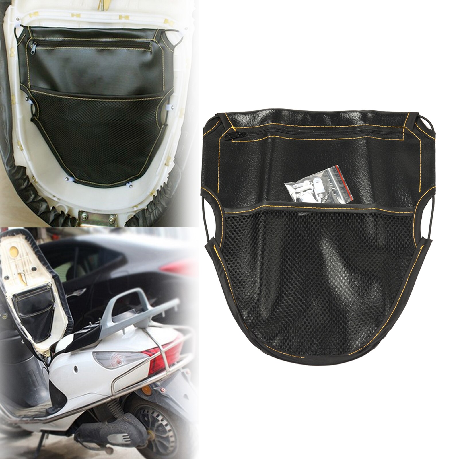 Leather Motorcycle Under Seat Cushion Storage Pouch Bag, Accessories