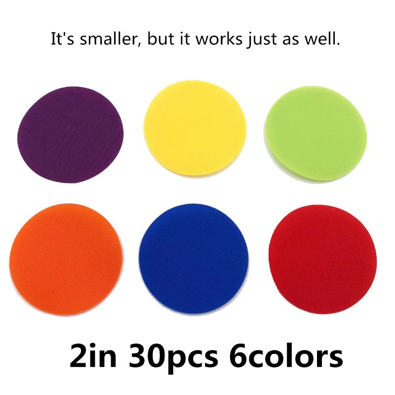 Mark Its Sitting Carpet Spots to Educate, Pack of 30 Rug Circles Marker Dots for Preschool, Kindergarten, and Elementary Teacher: 2in 30pcs 6colors