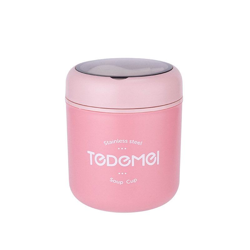 Mini caixa de almoço térmica recipiente de alimentos com colher de aço inoxidável copo de sopa de vácuo isolado lancheira taza desayuno portatil