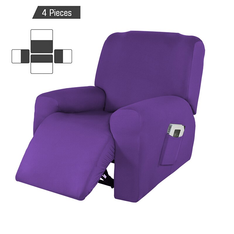 4 stk 1 sete tøye ut hvilestoltrekk spandex lenestoltrekk stue hvilestol sofatrekk sofa slipcover elastisk: Lilla