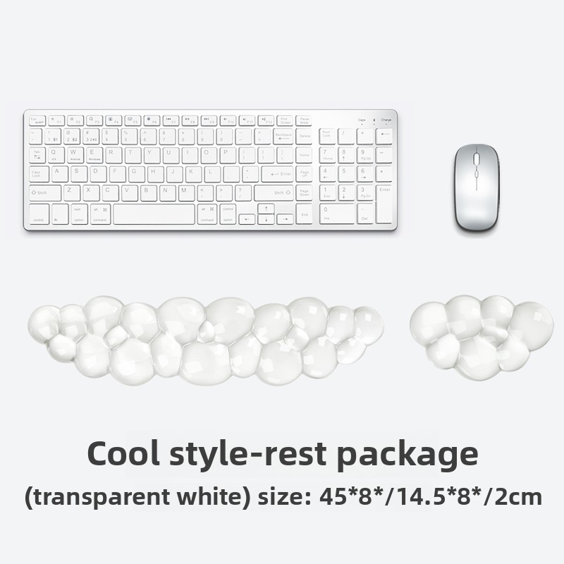 Mouse pad with wrist support keyboard support non-slip silicone transparent gradient cloud shape desktop office game mouse wrist: APRICOT