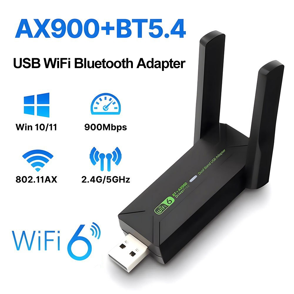WiFi 6 AX900 BT5.4 USB Adapter Dual Band 2,4G/5Ghz Drahtlose Netzwerk Karte WiFi 6 USB Sender empfänger Dongle Für Win 10/11 PC: Default Title