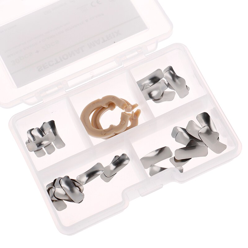 Sistema de matriz seccional Dental, banda de matriz seccional Dental, sujeción de resina/anillo separado, herramientas de dentista, 32 unids/set por juego