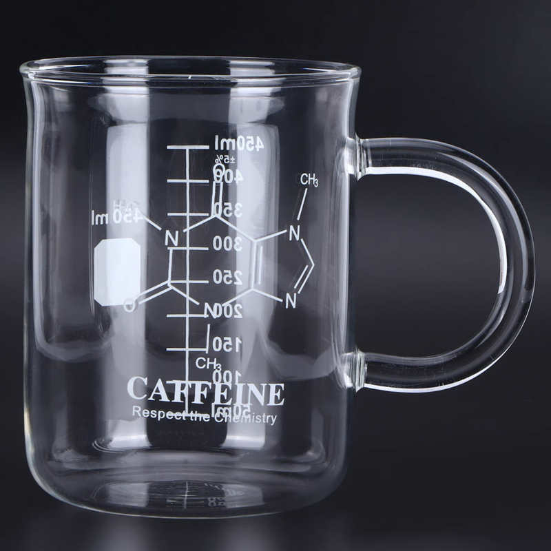 16 Ounces Transparent Beaker Mug Borosilicate Glass Cup Chemistry Mug with Handle and Measuring Scale for Coffee Tea