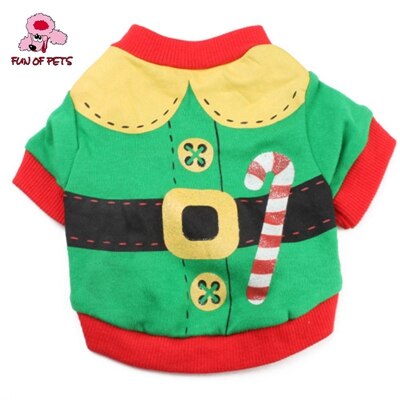 puro de algodón de Navidad perro ropa estilo Santa Claus Camiseta de algodón para perros (verde rojo XS-L): Verde / S