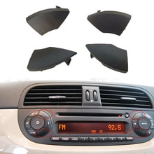 4X Black Buttons Trim Cover For Fiat 500 Radio Cd Button Black Trim Mold Cover Removal Easy Replacement