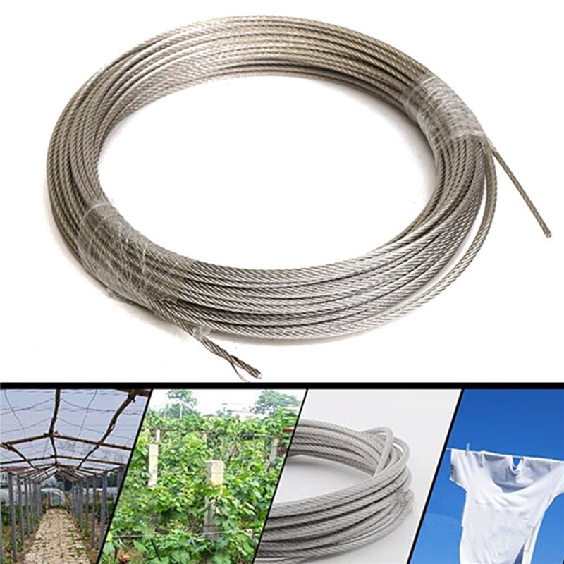 304 Stainless Steel 3mm Diameter Cable Wire Clothes Cable Line Wire Rope Length 30M Material Handling Tools Rope Fittings