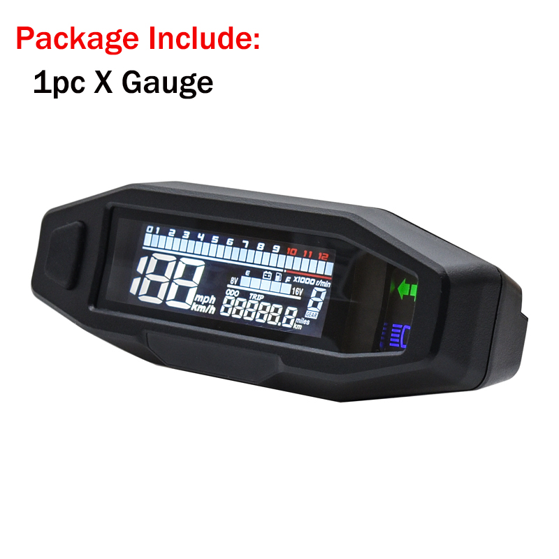 Universal Moto Rpm Toerenteller Snelheidsmeter Speed Gauge Tacho Meter Digitale Kilometerteller Instrument Sensor Set Voor Motorfiets: without sensor