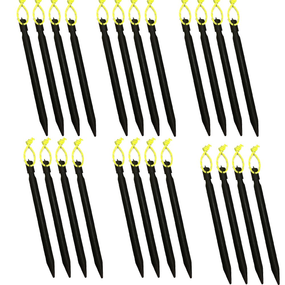 18cm Aluminument Tent Pegs Nails with Rope Stake Camping Hiking Equipment Outdoor Traveling Tent Sand Ground Accessories: Black 24 pieces