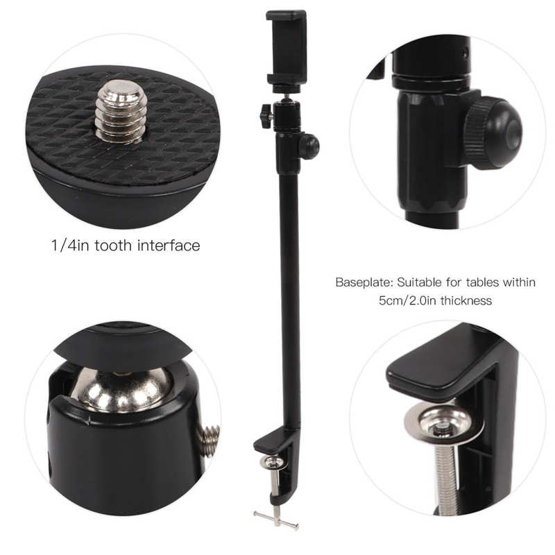 Desktop Klem Mount Light Stand Bracket 2 Stage Aanpassing Legering Materiaal Te Gebruiken Spray Geschilderd Oppervlak Voor Telefoon