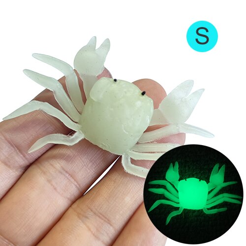Señuelo de pesca suave, cebos de cangrejo brillantes, 3,5g, 7g, 13,5g, cebo blando luminoso, cebo de silicona Artificial, 3 D, 6 piezas: S 6PCS
