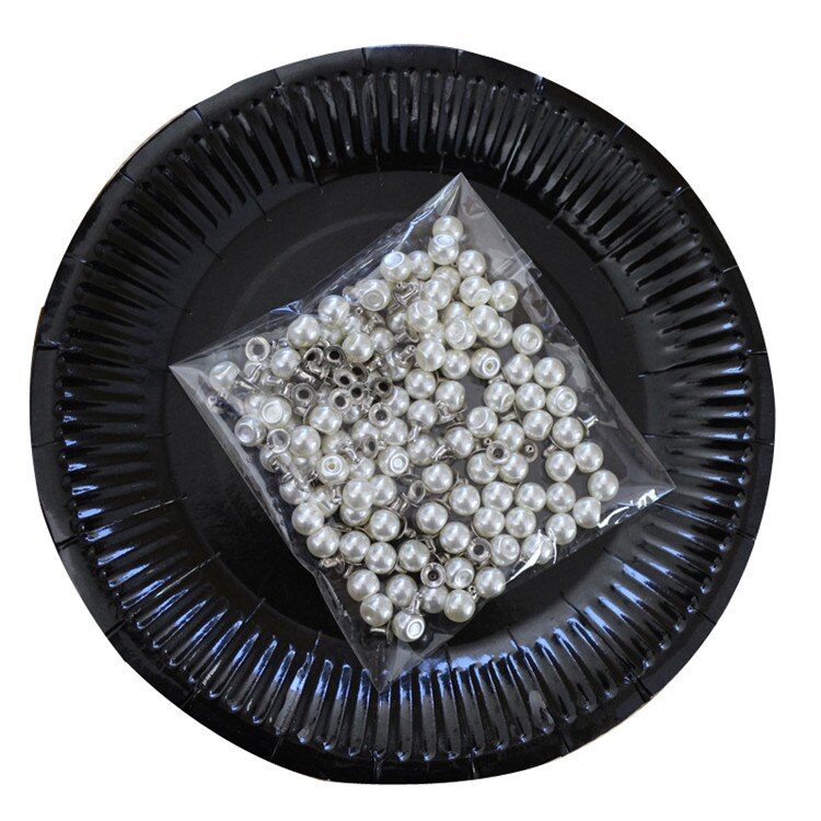 Rivets Imitation perles de couleur 8MM, 100 pièces, accessoires de vêtement à faire soi-même, pointes de perles pour tissus, décoration de chapeau de mariage, ensemble de perles: Pearl white rivets