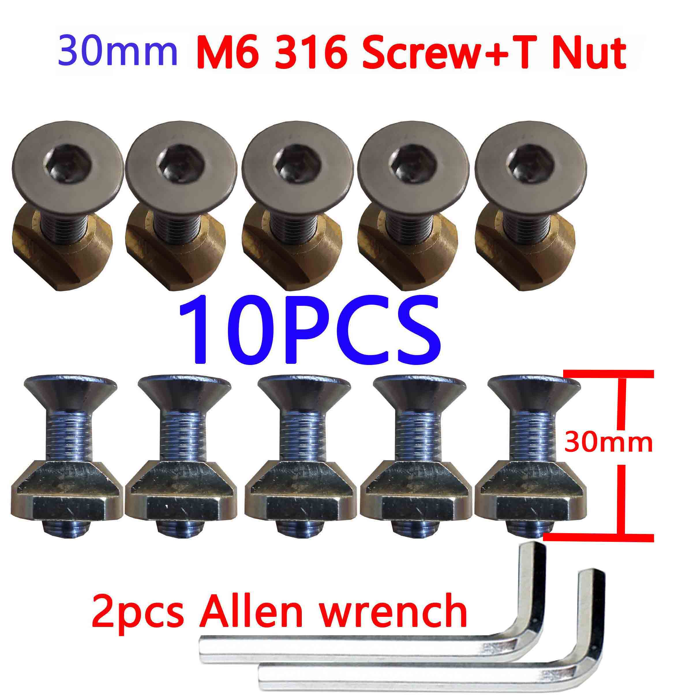 Hydrofoil Mounting Allen wrench 316 screws(25mm and 30mm) and M6 T-Nuts: 10-6-30-b