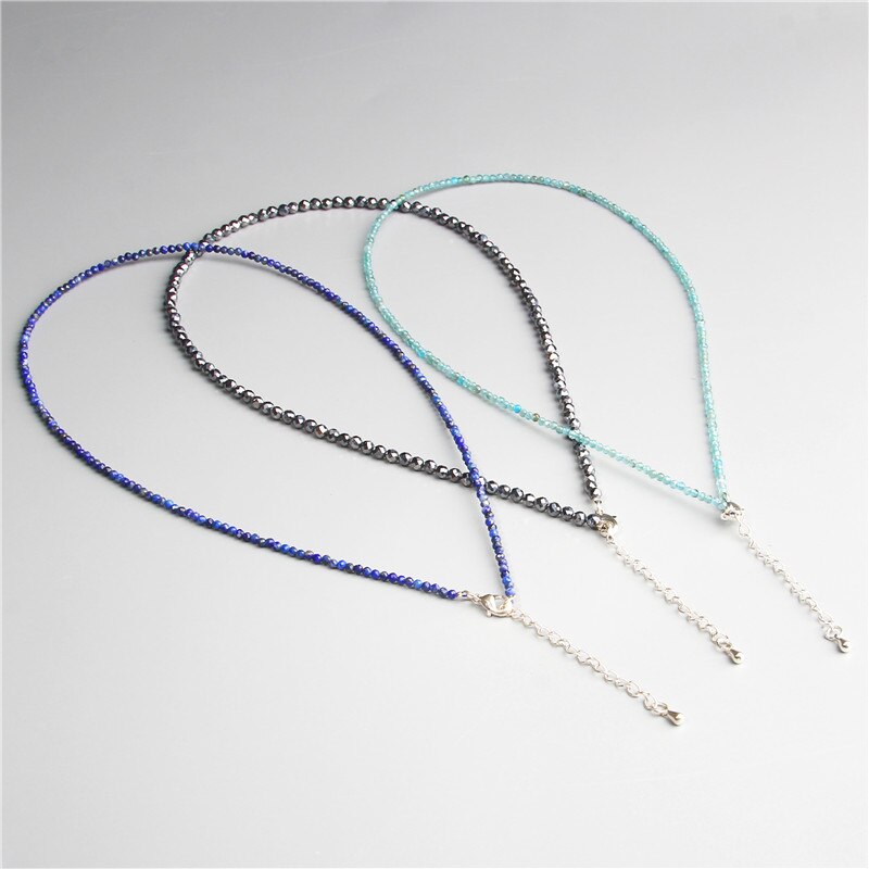 Collana di pietre preziose minimaliste piccole perle di cristallo sfaccettato collane girocolli acquamarina per donna uomo gioielli femminili regalo bohémien