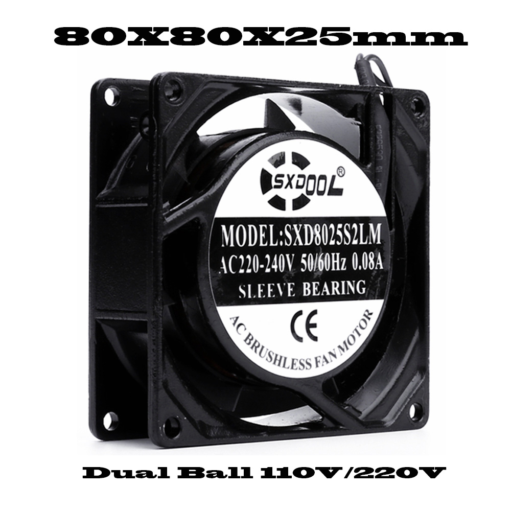 AC 110V 115V 220V 230V 80mm 92mm 110mm 120mm 150mm 172mm 200mm Industrial Case Cabinets Cooling Fan Dual Ball Bearing 2 Wire: 1mm / green