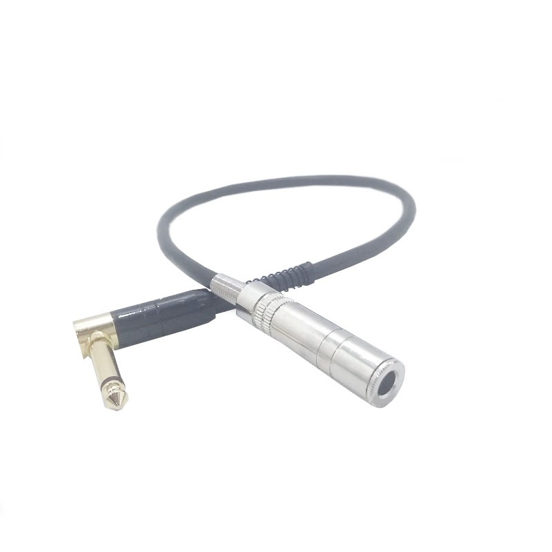 Mono Channel Right Angle 6.35mm Male to 6.35mm Female Jack Plug 20CM Extension Audio Cable Adapter for speakers microphone Mixer