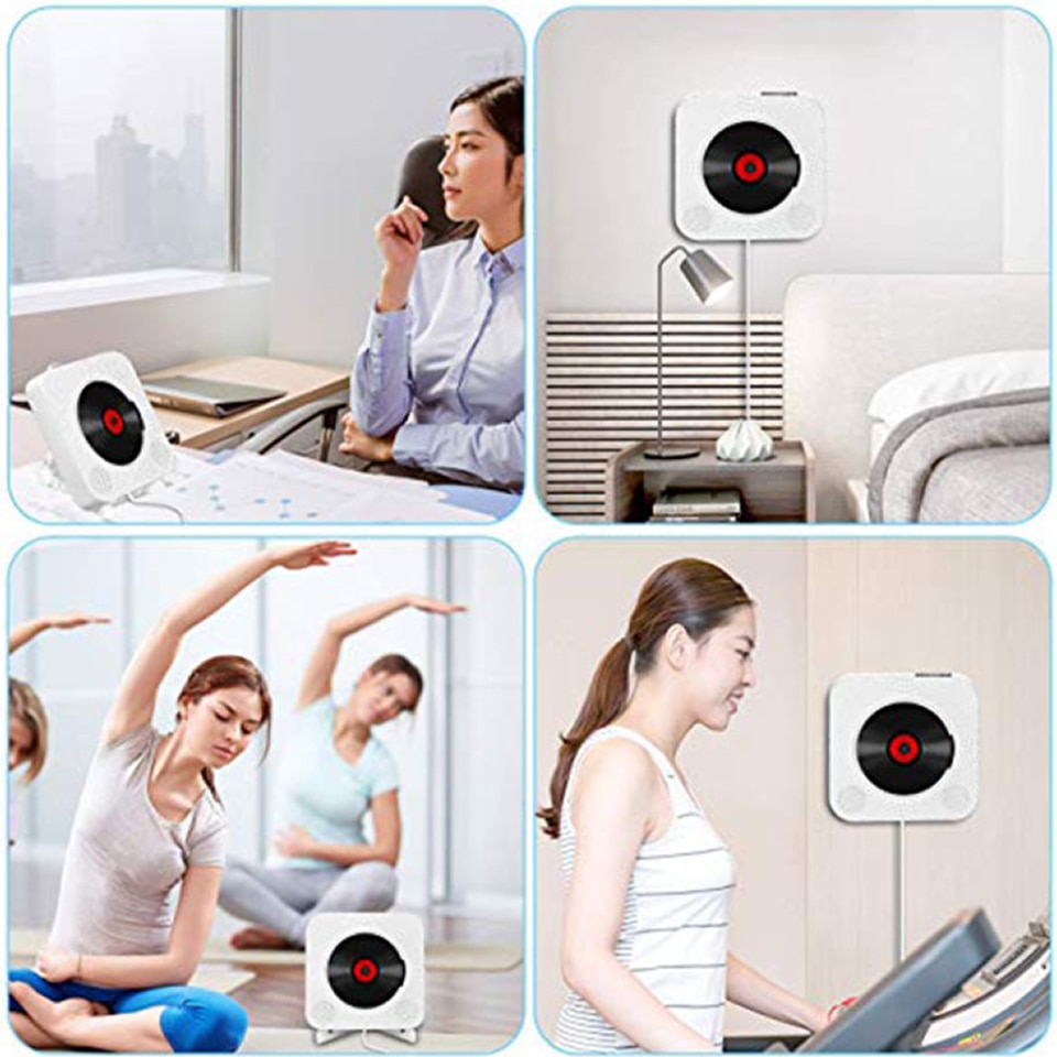 ELECTOP Wall Mounted CD Player Surround Sound FM Radio Bluetooth USB MP3 Disk Music Player Remote Control Stereo Speaker Home