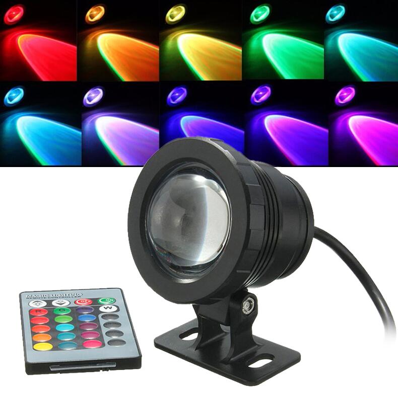 Waterproof LED Pool Light 16 Colors 10W LED Underwater Flood Light RGB LED Waterproof Outdoor Fountain Pool Fish Tank Lighting: Black