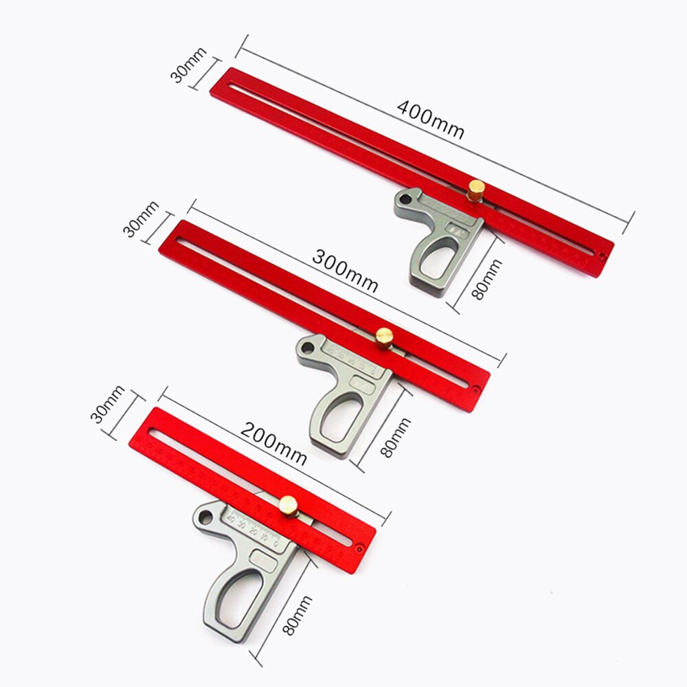 200/300/400mm Woodworking Angle Ruler Aluminum alloy 45/90 Degree Ruler Height Ruler Woodworking Scribe Gauge Measuring Tool