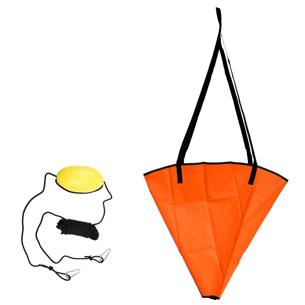 Orange Durable PVC 24" Sea Anchor Drogue Sail Brake for 14-16ft Boat + 30' Kayak Float Tow Rope