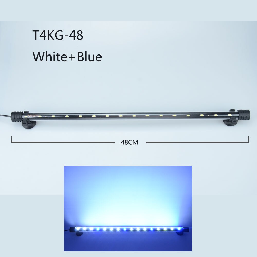 Aquarium Light LED Waterproof Fish Tank Light Underwater Fish Lamp Aquariums Decor Lighting Plant Lamp 18-48CM 220-240V 5730chip: 48cm blue and white