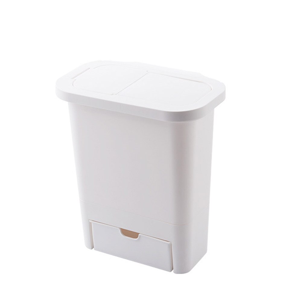 Cabinet Mounted Trash Can Wall-mounted Kitchen Garbage Bin Dustbin with Lid HKS99: white B