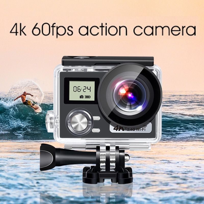 Action Camera 4K HD Anti-Shake 30M Underwater Waterproof Ultra-Thin WiFi Camera with Camera Accessories Kit: Default Title