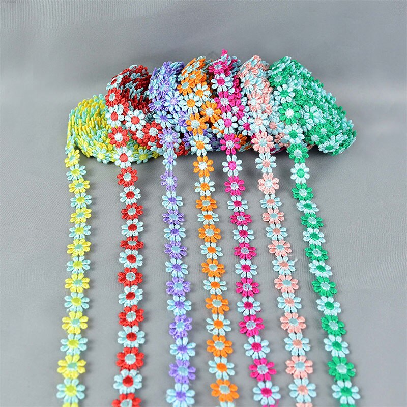3 yards 12mm broderi lille marguerit bånd rulle polyester blomst blonder stof trim til gør-det-selv tøj syning håndværk tilbehør levering