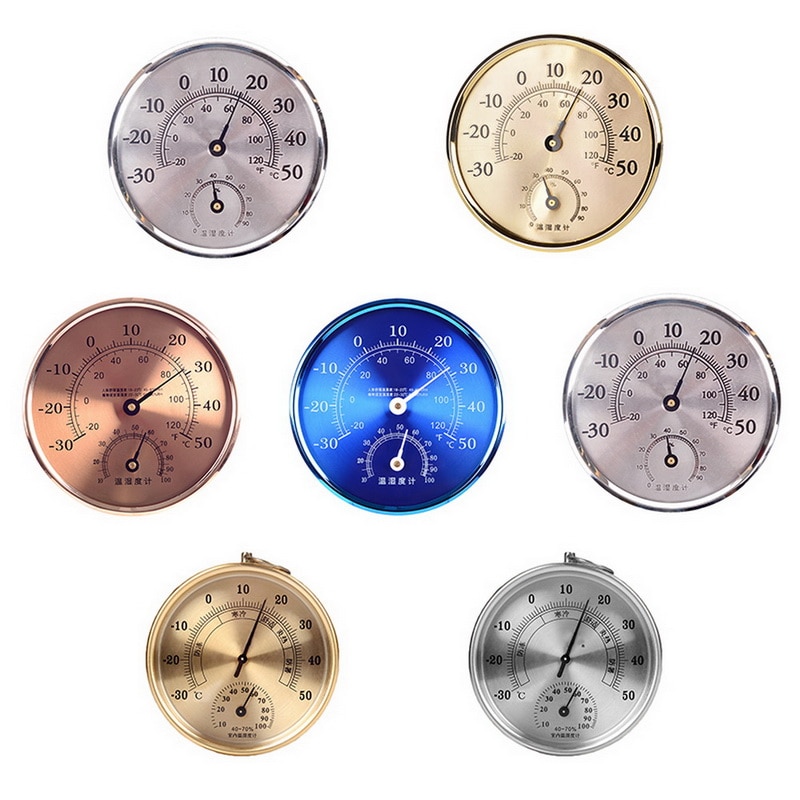 Thermometer Hygrometer Analog Temperature And Humidity Monitor For Bedroom Living Room Office School Golden/silver/blue