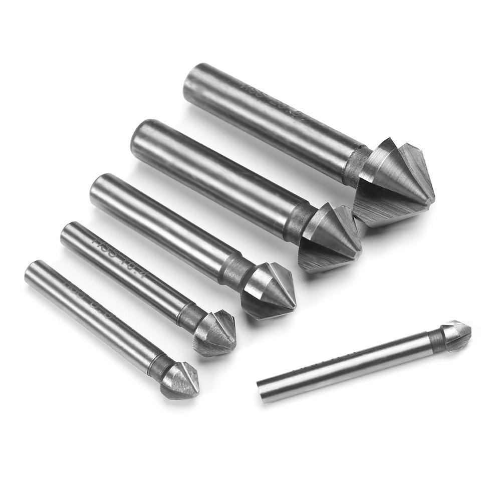Outil de coupe de chanfrein à trois bords, métaux durs, poignée ronde, outils électriques à main, seau, foret d'évier, 6.3mm, 8.3mm, 10.4mm, 12.4mm, 16.5mm, 20.5mm
