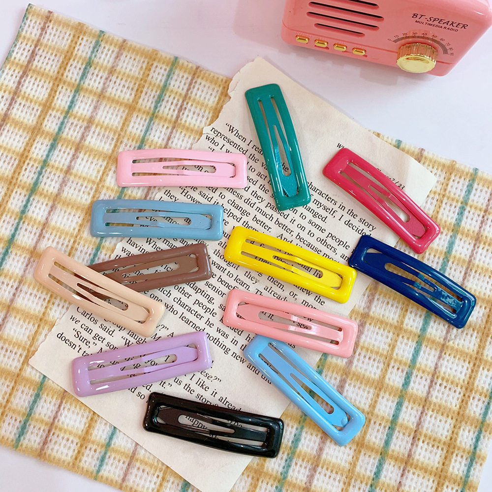 Horquillas cuadradas para el cabello, pasadores de lazo coloridos, pasadores geométricos y esponjosos, pasador hueco, accesorios para el cabello, 10 unids/set por Set
